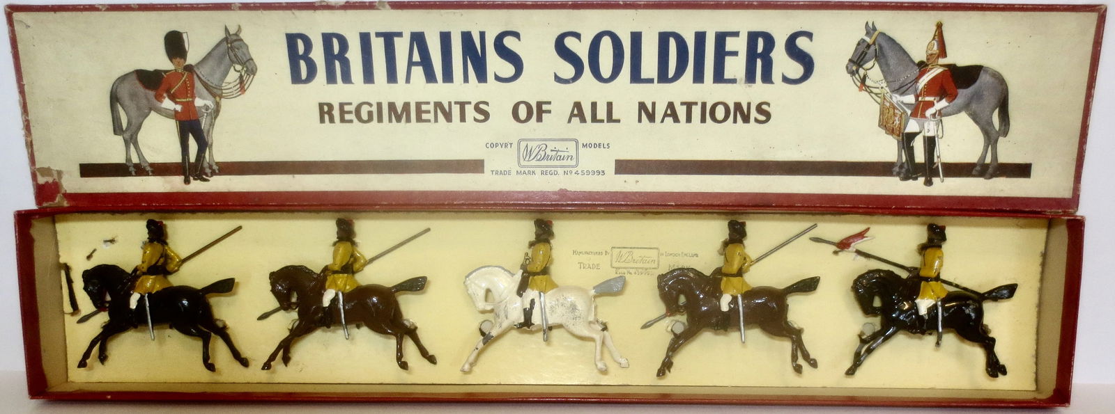 Britains #47 Skinner's Horse: Post war. In label ROAN Box. 5 Pieces. Excellent condition. Box good.