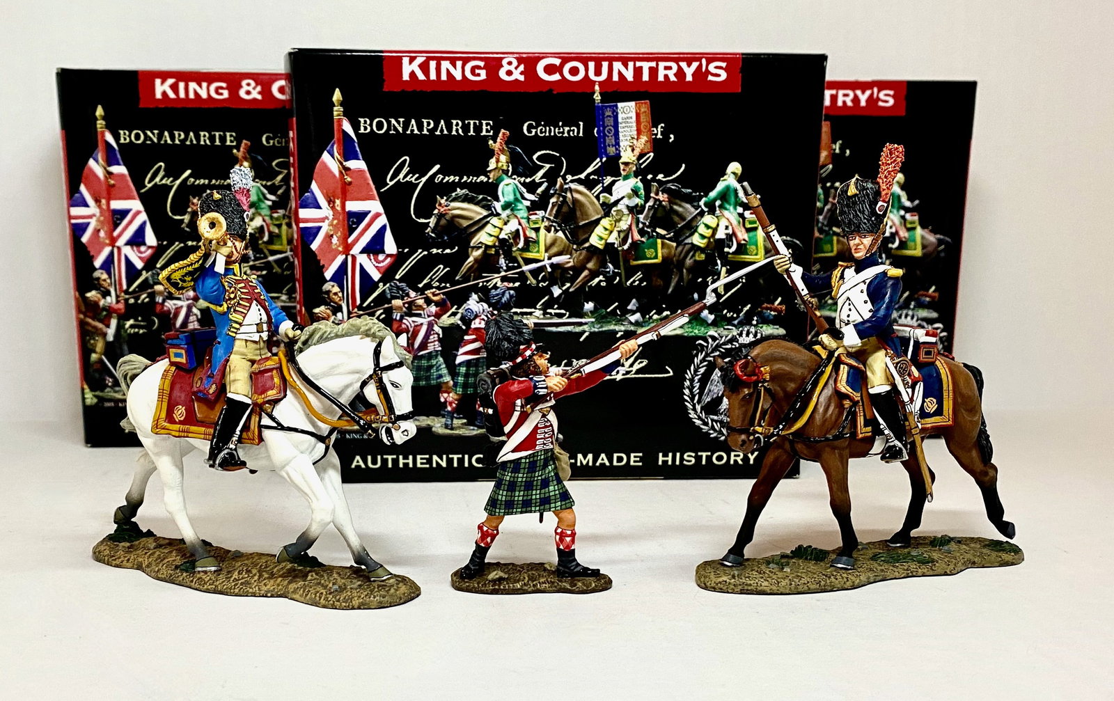 King & Country Napoleonics Figures: 3 pieces. Mint condition. Boxes excellent.