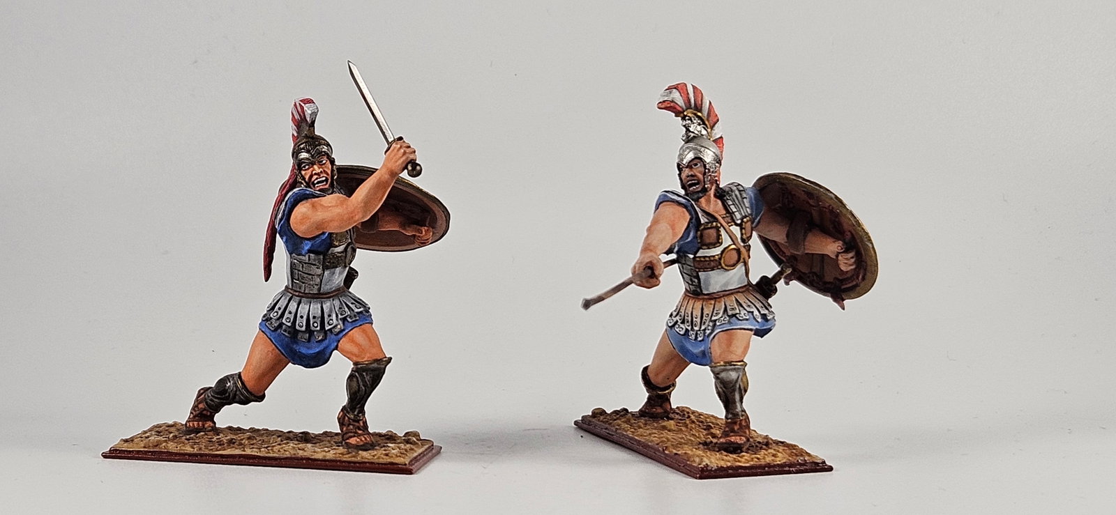 Amber Studios St. Petersburg Greek Warriors: Amber Studios St. Petersburg. Lot of 2 Greek Warriors in battle, one with Spear, one with Sword. Excellent unboxed 2 pieces