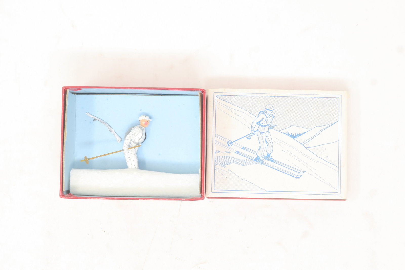 Britains set #2037 Ski Trooper: tied in original box; includes original ?snow?; Excellent, rifle loose, box very good