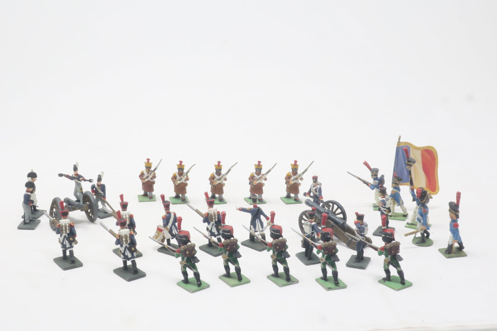 Napoleonic 25mm figures: British, Prussian and French including artillery, 30 pieces, (c. 1970); Very good