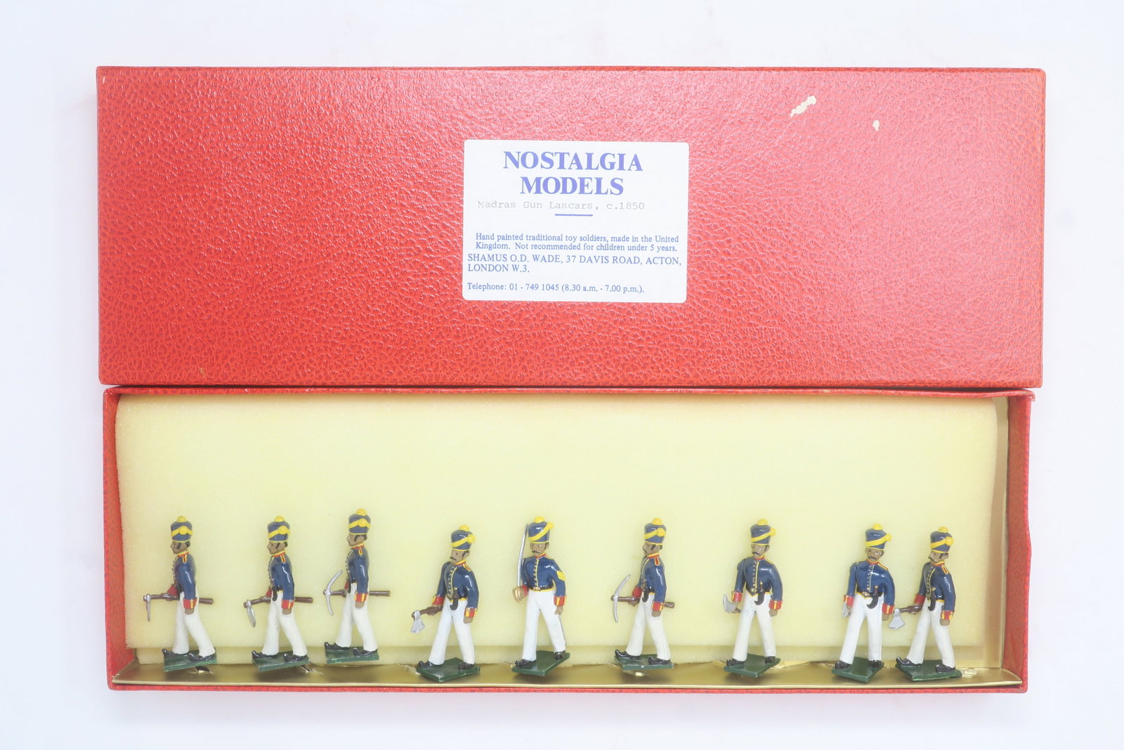 Nostalgia set #358 Madras Artillery: Gun Lascars (1850), 9 figures including officer. This example was from the personal collection of Shamus O.D. Wade; Excellent