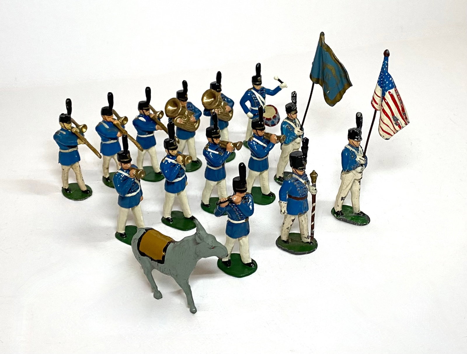 Timpo West Point Cadet Band With Mascot & Colors: 15 pieces. Excellent to very good condition. Unboxed.