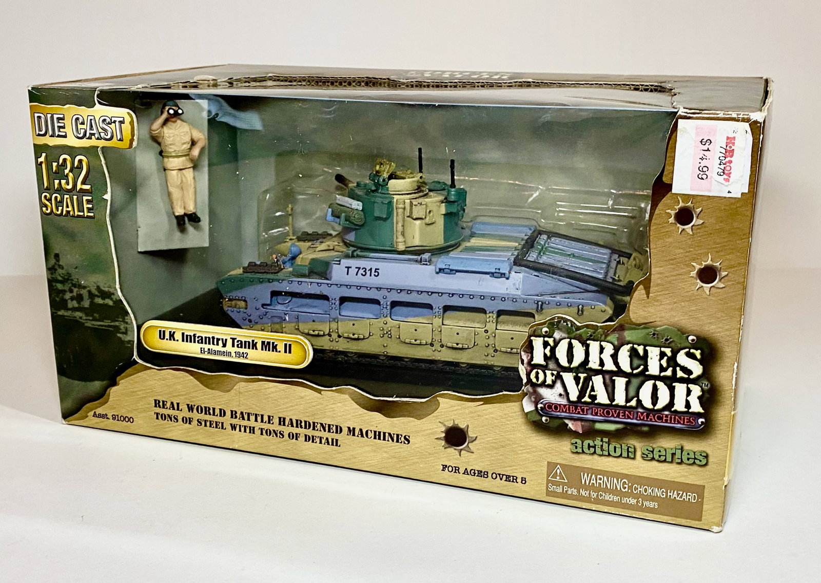 Forces Of Valor U.K. Infantry Tank Mk.II: El-Alamein, 1942. Includes, tank, commander and accessories. Mint condition. Box excellent.