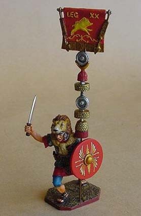 King & Country RO20-RE Fighting Aquilifer with: Flag Red. 1 Piece. Condition Excellent. Box Very Good.