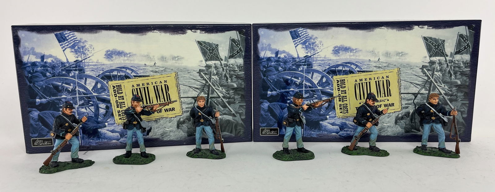 Pair of Britains Set 17295 Hold At All Costs - Add: On Set. 2 Sets, 3 Pieces Each. 6 Pieces Total. Condition Excellent. Boxes Excellent.