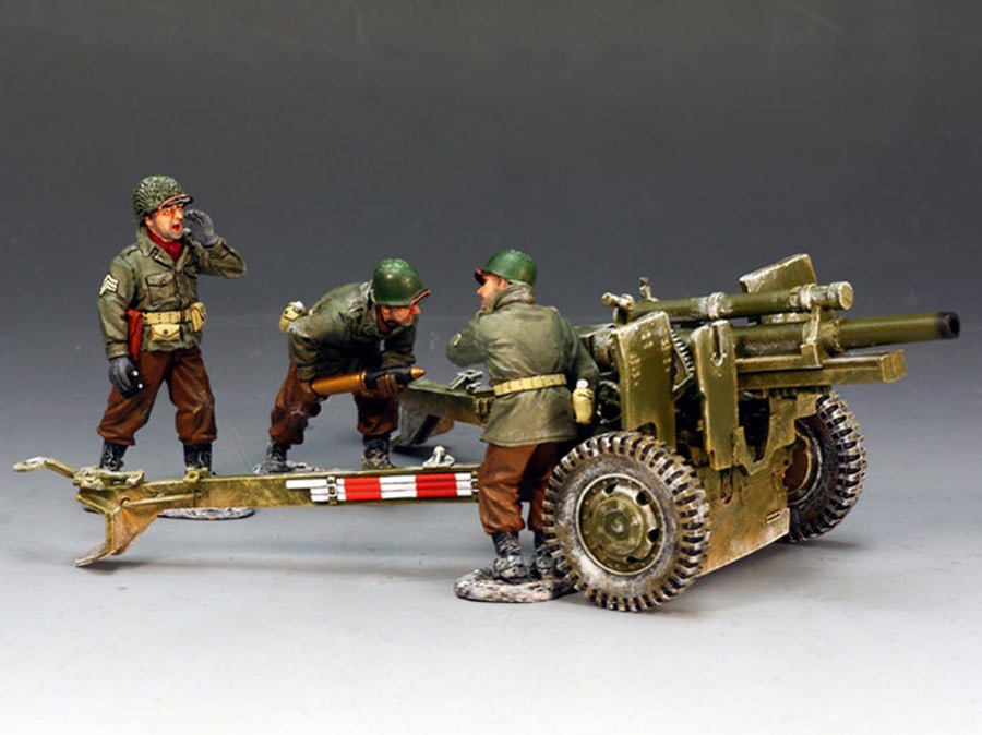 King & Country BBA031 105 Field Gun: 4 Pieces. Condition Excellent. Box Fair.