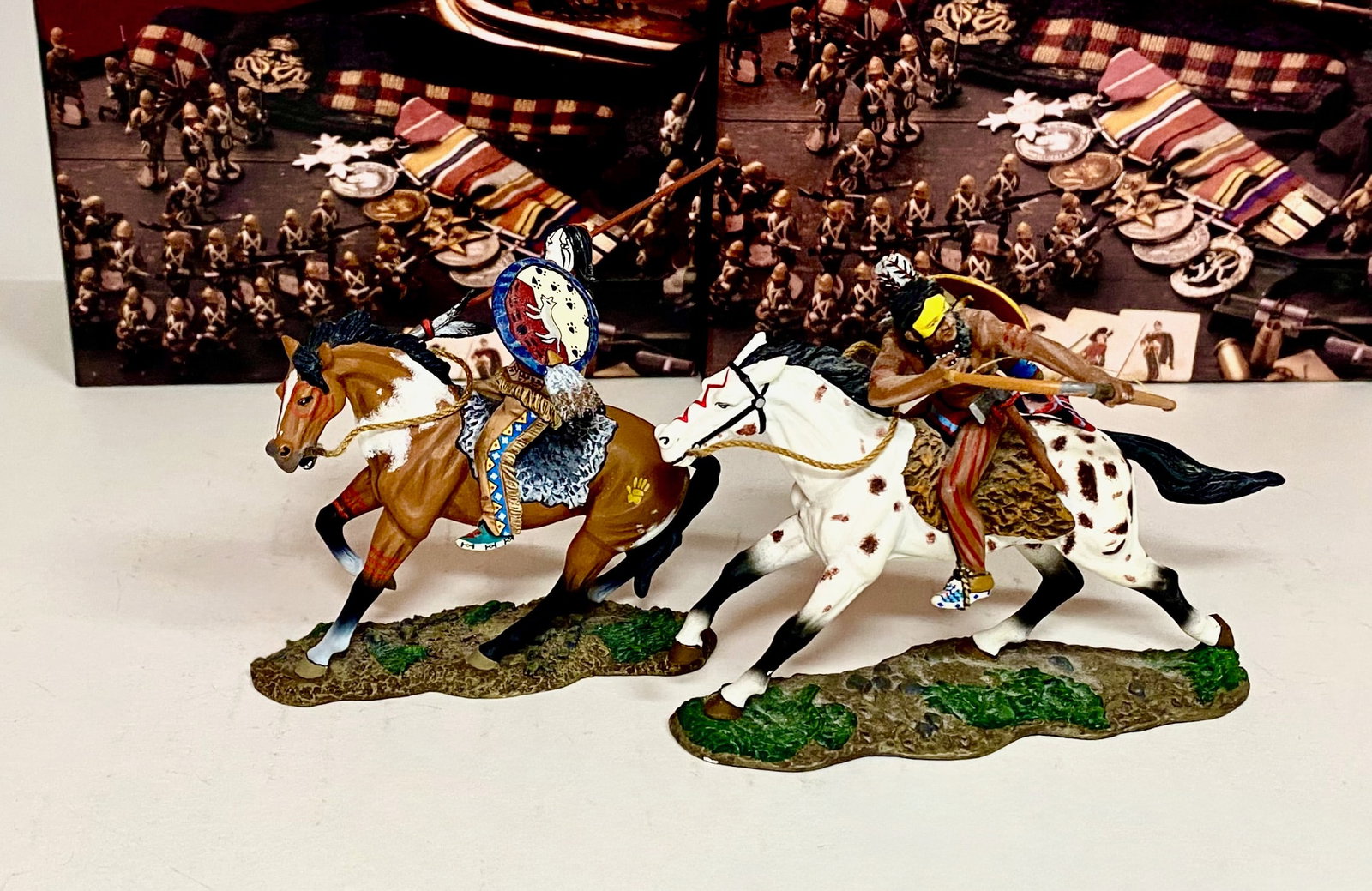 King & Country The Real West Figures: TRW059(P) "Bloody Lance", and TRW057(P) "Spotted Tail". 2 pieces. Mint condition. Boxes excellent.