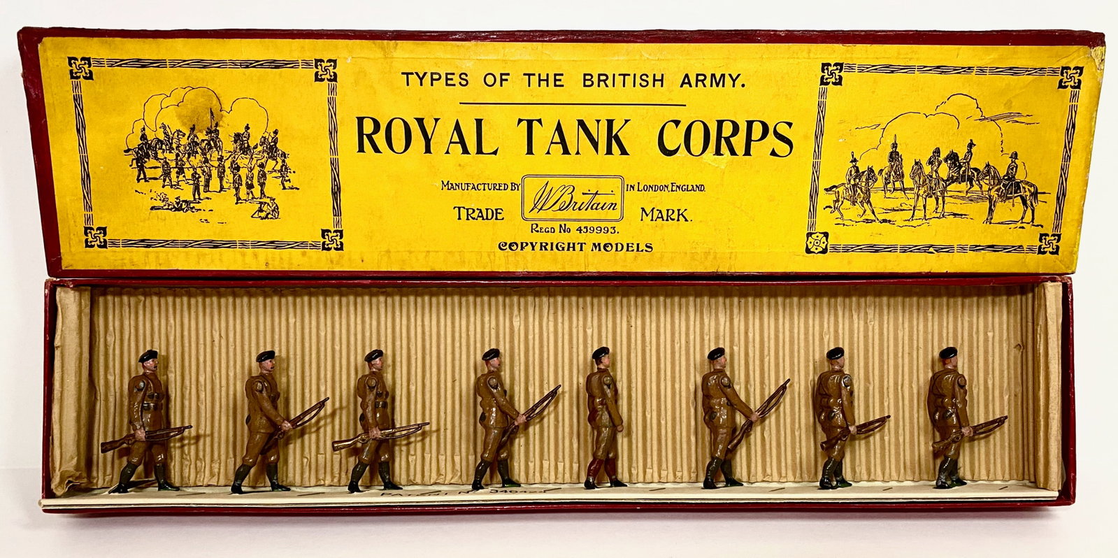 Britains #1250 Royal Tank Corps: Circa 1932-1941. 8 pieces. Pristine condition. Box very good.