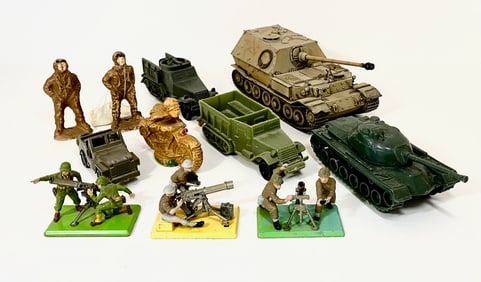 Assorted Plastic Vehicles & Composition Soldiers