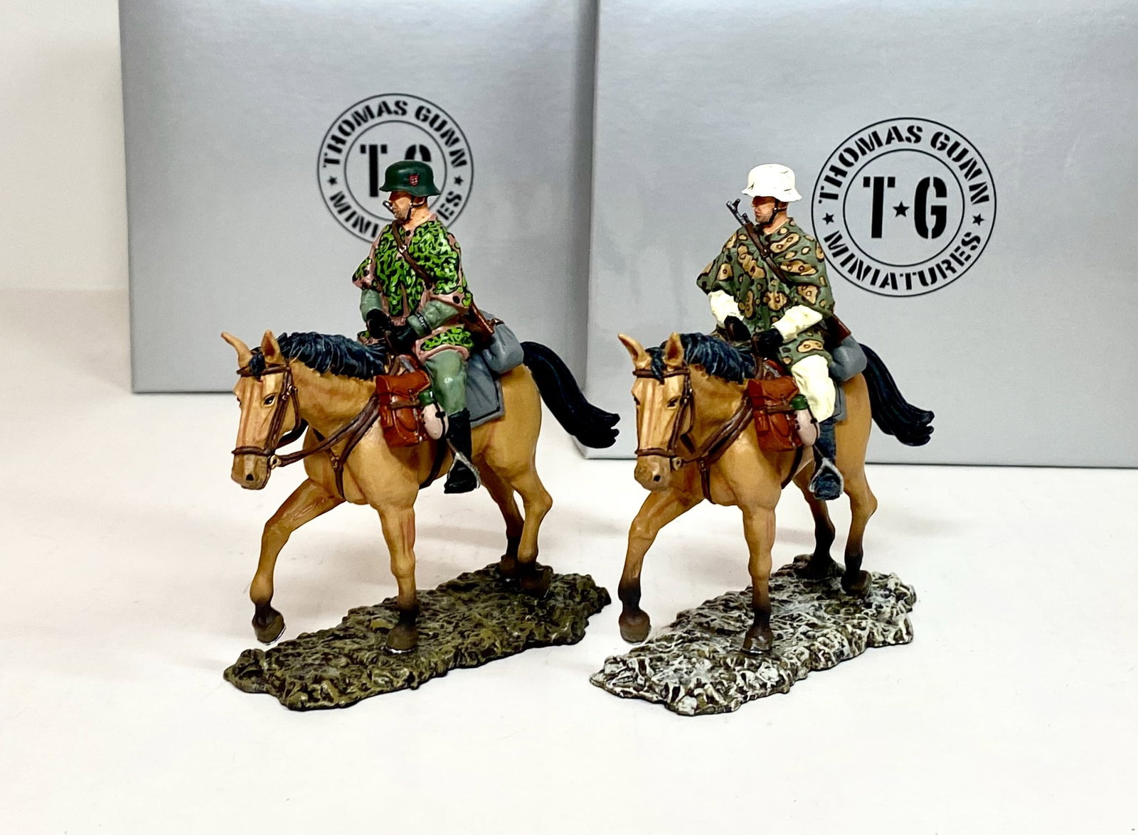 Thomas Gunn WWII German Cavalry Soldiers: 2 pieces. Mint condition. Boxes excellent.