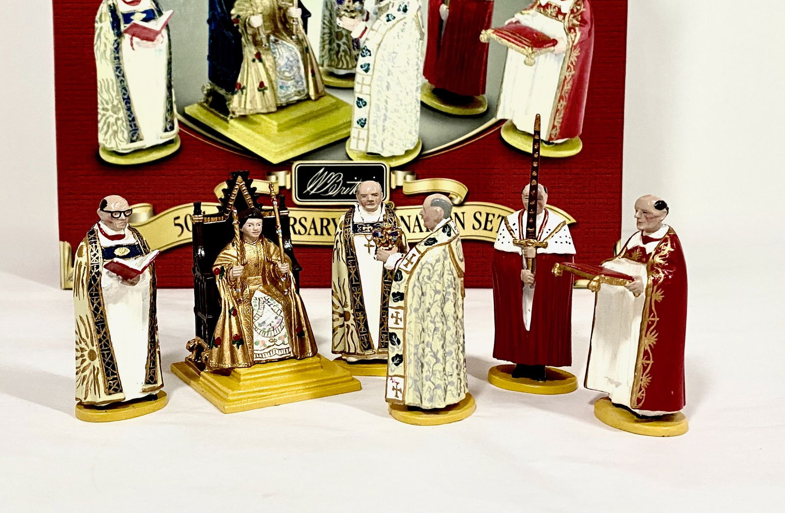 Britains #4100 50th Anniversary Coronation Set: 6 pieces. Mint condition. Box excellent.