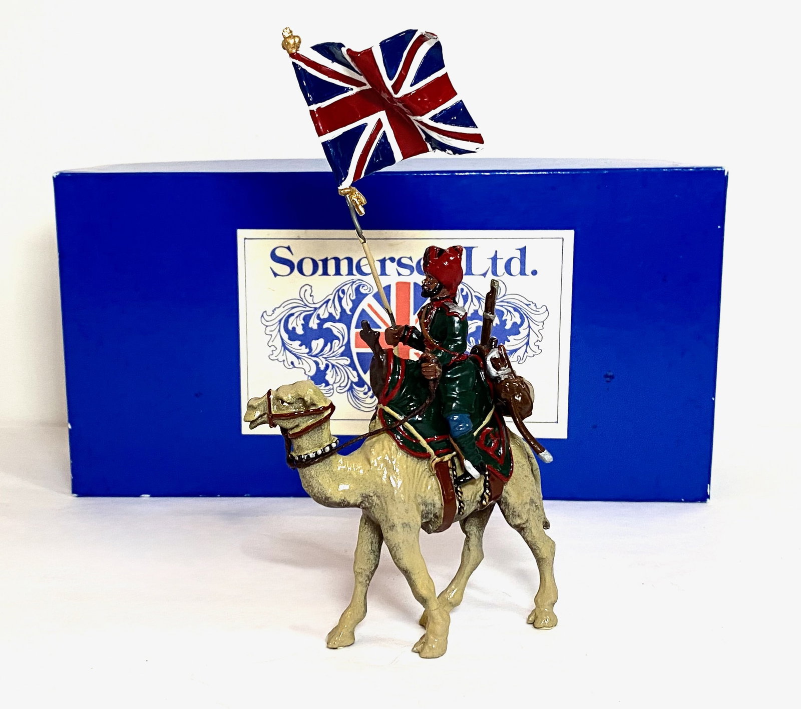 Somerset Mounted Arab With British Flag: 3 pieces. Excellent condition. Box excellent.