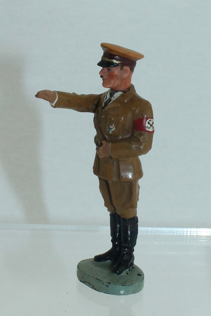 Elastolin Hitler in Party Uniform Porcelain Head: 30/50. Standing with Porcelain Head and Movable Arm. Made 1939-40. 1 Piece. Condition Excellent. No Box.