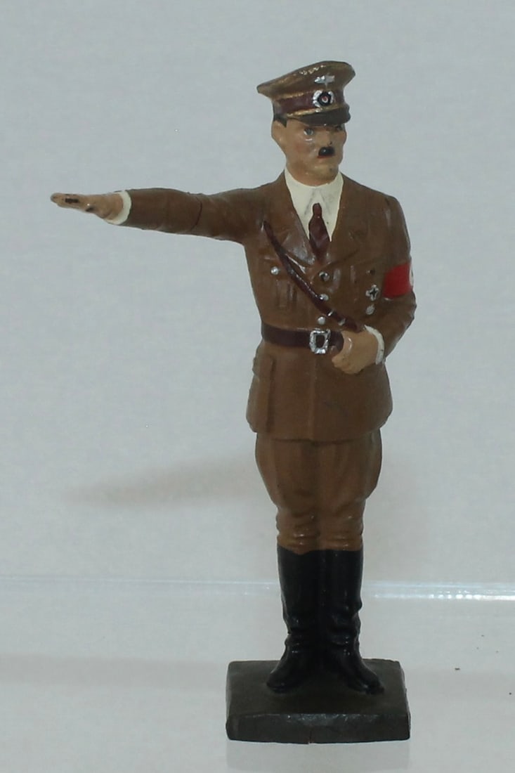 Lineol Hitler in Brown Uniform Saluting: 5/1. Made 1938-40. Condition Excellent. Crack in Arm. No Box.