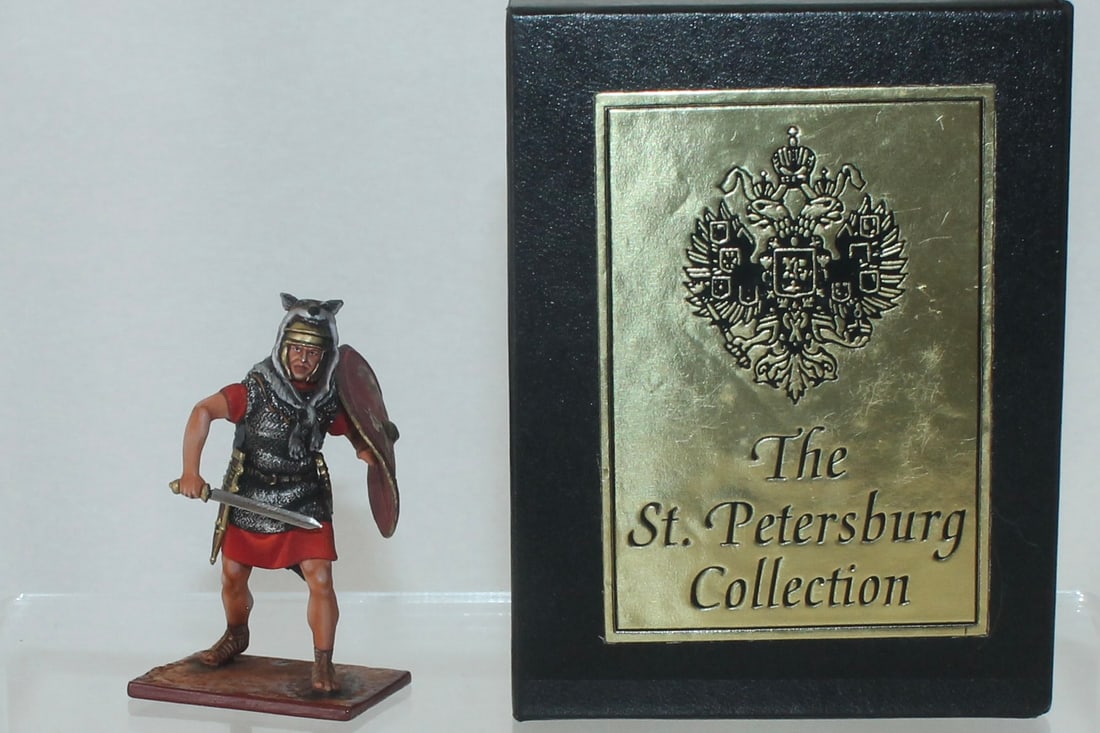 Aero Art Imperial Legionnaire in Wolfskin: St. Petersburg Collection. With Sword and Bull Shield. 3774.2 on Underside of Base. 1 Piece. Condition Excellent. Box Very Good.