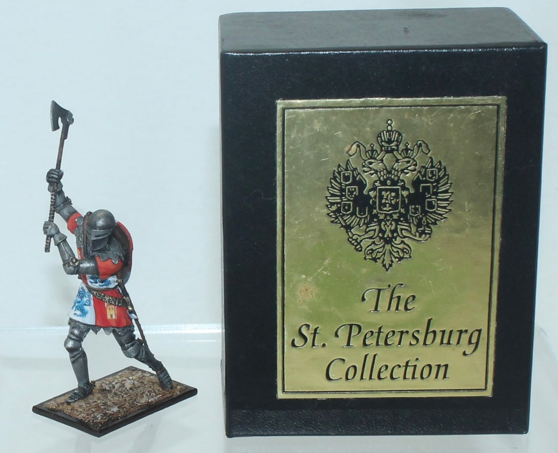 Aero Art Knight Advancing with Axe: St. Petersburg Collection. 5148 on Underside of Base. 1 Piece. Condition Excellent. Box Very Good.