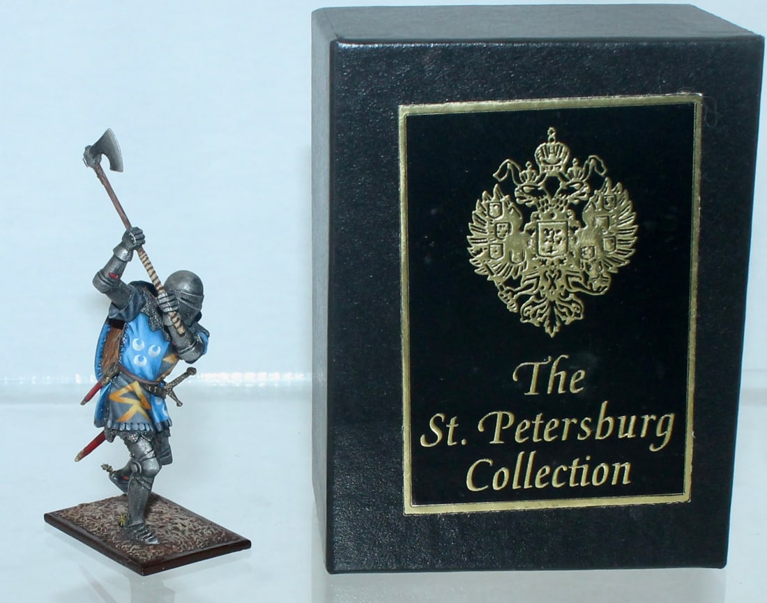 Aero Art Knight Wielding Axe: St. Petersburg Collection. 5148 on Underside of Base. 1 Piece. Condition Excellent. Box Very Good.