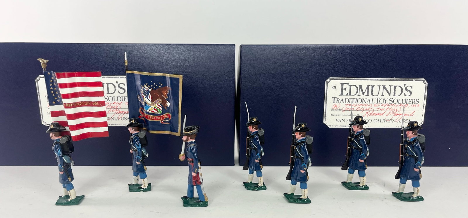 Edmund's 7th Wisconsin Volunteer Infantry Regiment: Sets A and B. 7 Pieces. Condition Excellent. Boxes Excellent.