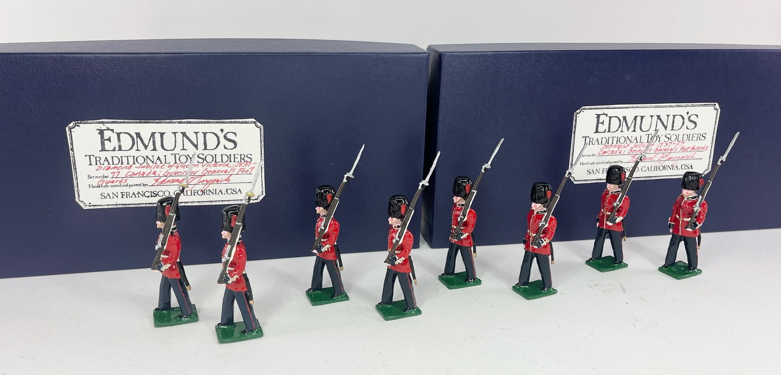 Edmund's Diamond Jubilee: Governor Generals' Foot: Guards. Diamond Jubilee of Queen Victoria 1837-97. Canada. 8 Pieces. Condition Excellent. Boxes Excellent.