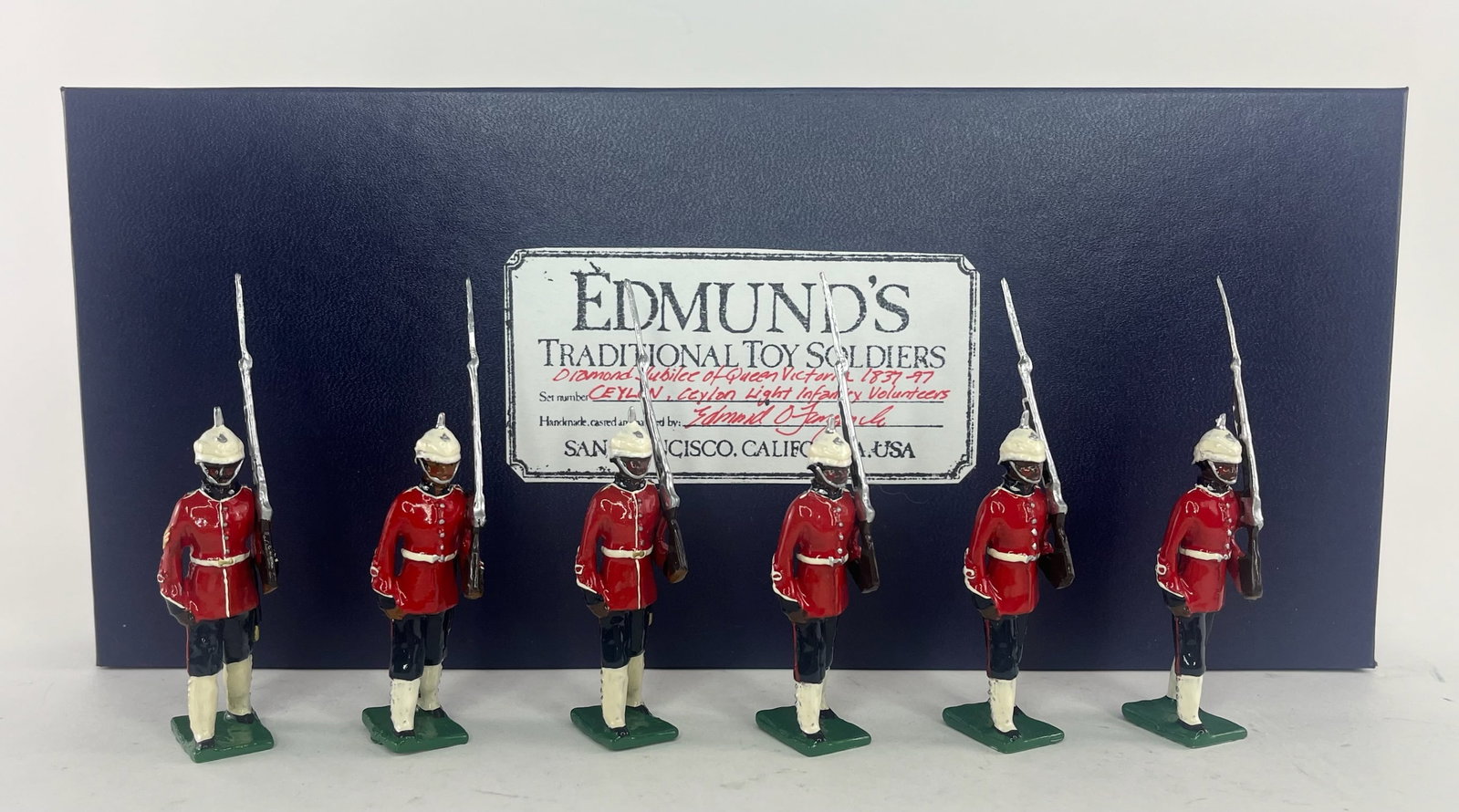 Edmund's Diamond Jubilee: Ceylon Light Infantry: Volunteers. Diamond Jubilee of Queen Victoria 1837-97. Ceylon. 6 Pieces. Condition Excellent. Box Excellent.
