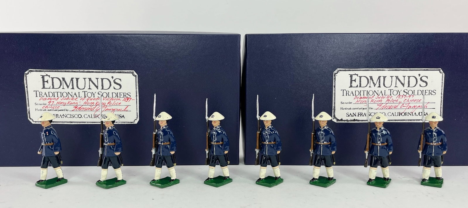 Edmund's Diamond Jubilee: Hong Kong Police, Chines: Diamond Jubilee of Queen Victoria 1837-97. Hong Kong. 8 Pieces. Condition Excellent. Boxes Excellent.