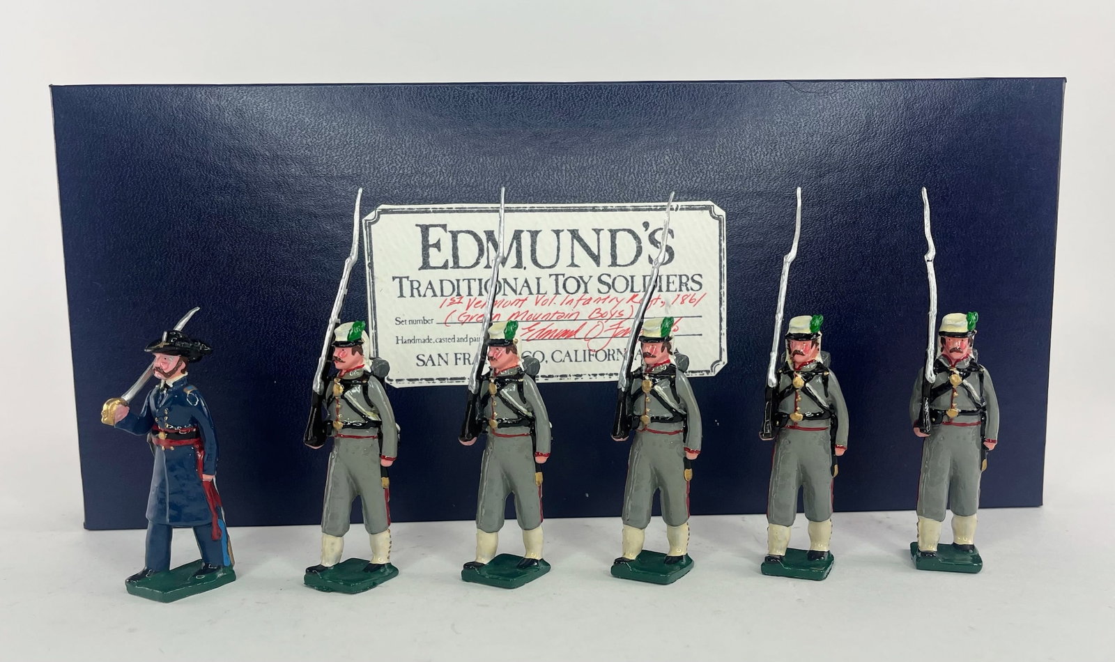 Edmund's 1st Vermont Volunteer Infantry Regiment: (Green Mountain Boys). 6 Pieces. Condition Excellent. Box Excellent.