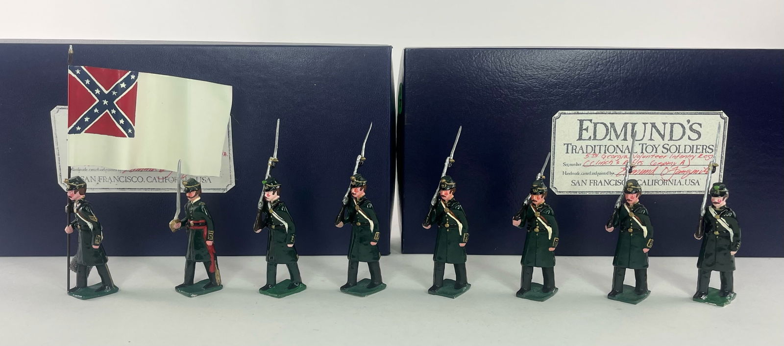 Edmund's 5th Georgia Volunteer Regiment: (Clinch's Rifles). 8 Pieces. Condition Excellent. Boxes Excellent.