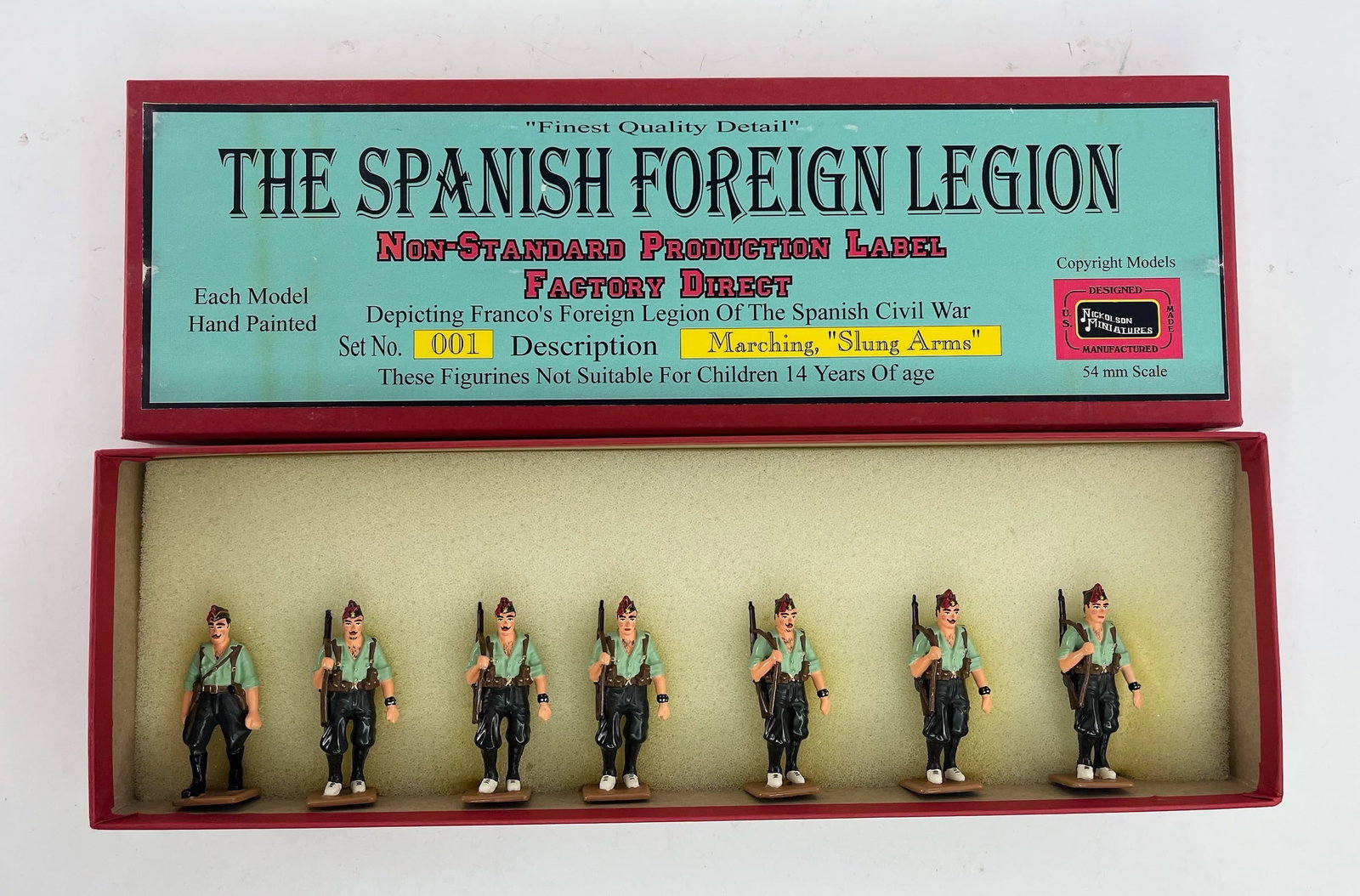 Nickolson The Spanish Foreign Legion Set #1 Marchi: Slung Arms. 7 Pieces. Condition Excellent. Box Excellent.