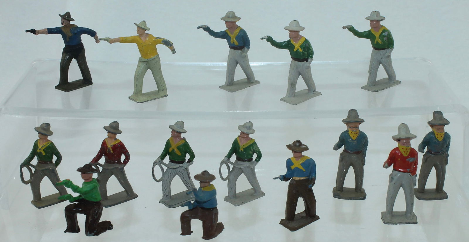 Johillco Crescent Lot Foot Cowboys: Lot Includes Foot Cowboys made by Johillco, Crescent and other Makers. 15 Pieces. Condition Very Good. No Box.