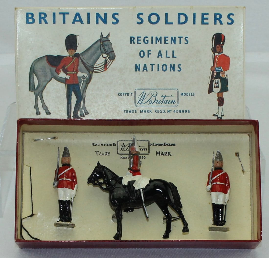 Britains Half Box 2118 Life Guards: Made 1957-59. Mint Tied in Box. 3 Pieces. Box Very Good.