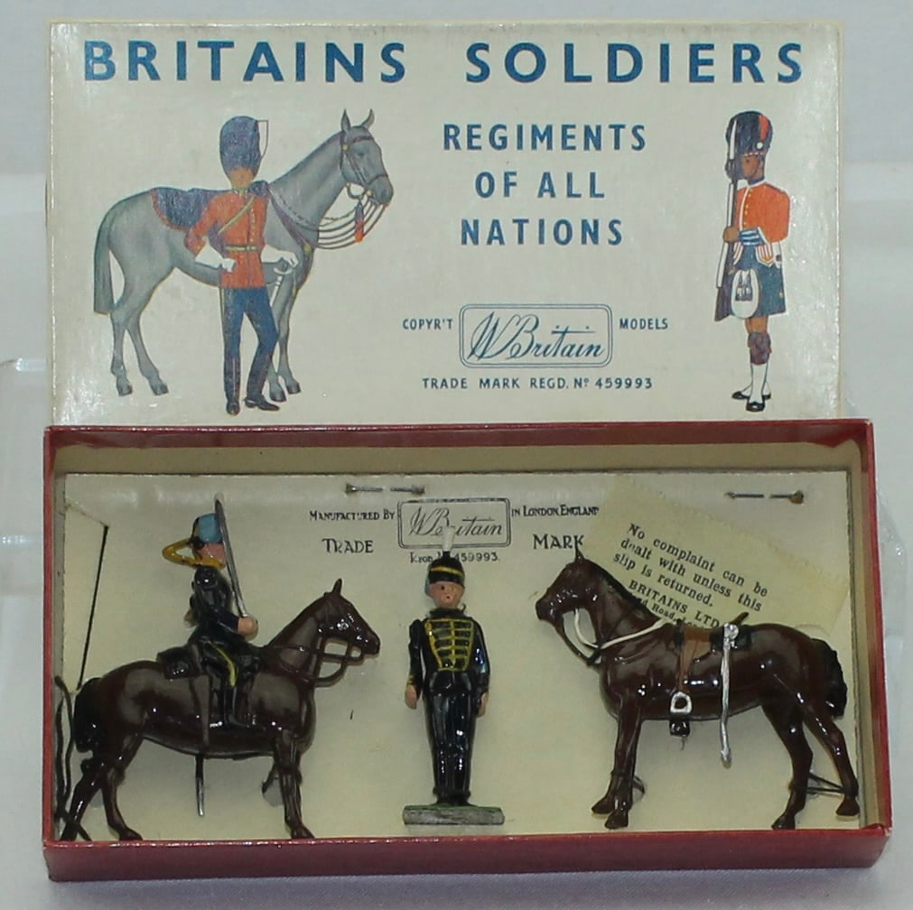 Britains Half Box 2120 King's Own Hussars: Made 1957-59. Mint Tied in Box. 3 Pieces. Box Very Good.