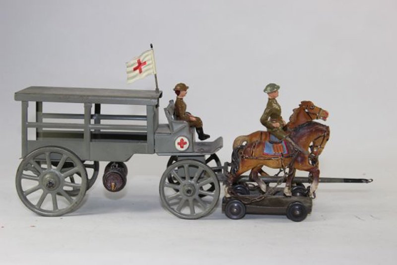 Lineol Horsedrawn Ambulance No canvas: Lineol Horsedrawn Ambulance No canvas Excellent condition 6.5cm. 4 pieces