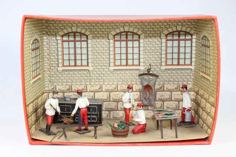 Mignot Barracks Mess Kitchen (diorama): Mignot Barracks Mess Kitchen (diorama) In box, glued down. 10 pieces