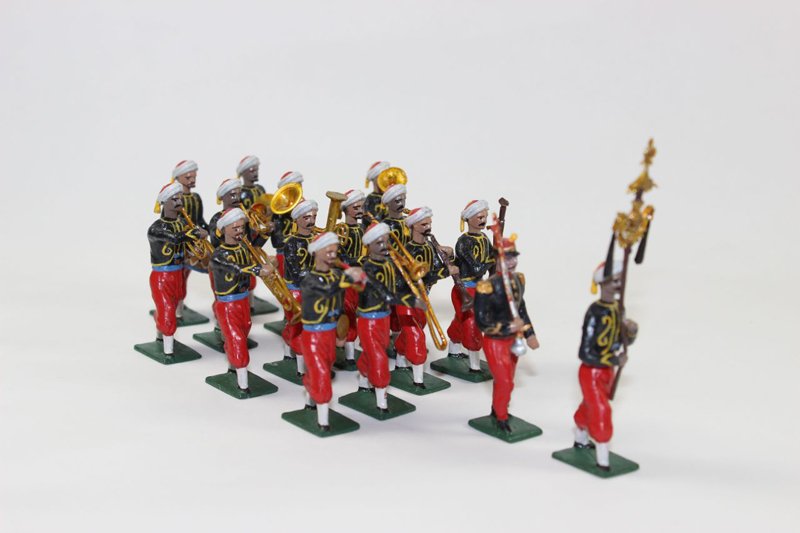 Mignot French Zouave Marching Band: Mignot French Zouave Marching Band Very good to excellent condition No box. 1 instrument broken. 16 pieces