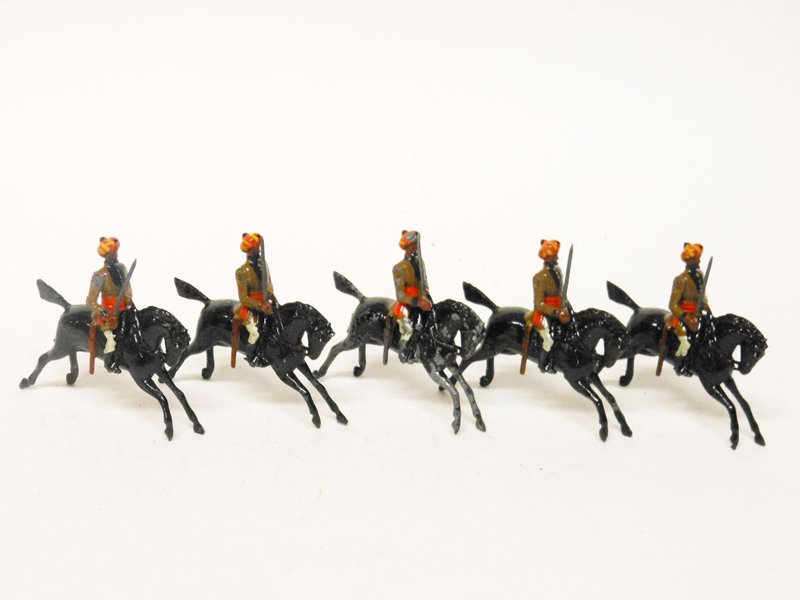 Britains From Set # 47 Bengal Cavalry: Britains From Set # 47 Bengal Cavalry Pre War 5 Pieces Unboxed. Condition Very Good (One paint Scratched)