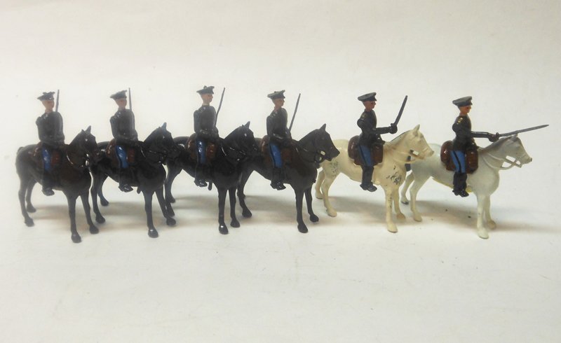 Britains From Set # 2015 Russian Cavalry: Britains From Set # 2015 Russian Cavalry with an additional Officer Post War. 6 Pieces. Unboxed. Condition Very Good