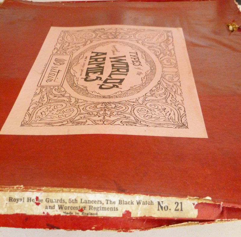 Britains Empty Box anomaly Printed: Britains Empty Box anomaly Printed with Set # 21 but with Printed contents for set # 22 Royal Horse Guards, 5th Lancers, Black Watch and Worcester Regiment. 1 piece Pre War