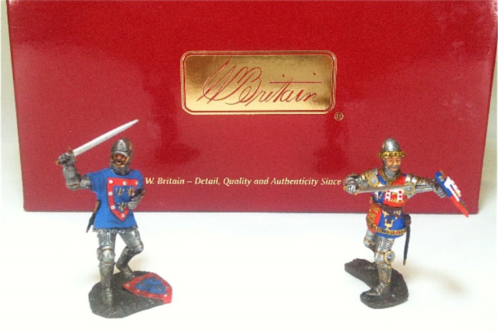 Britains Set # 17809 Knights of Agincourt: Knights of Agincourt, Henry V and John, Duke of Alencons with original box. 2 Pieces. Condition Excellent