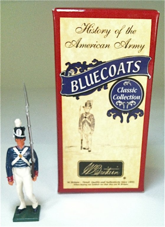 Britains Set # 43067 Private 1st US Infantry: Private 1st US Infantry, 1812 with original box. 1 Piece. Condition Excellent.