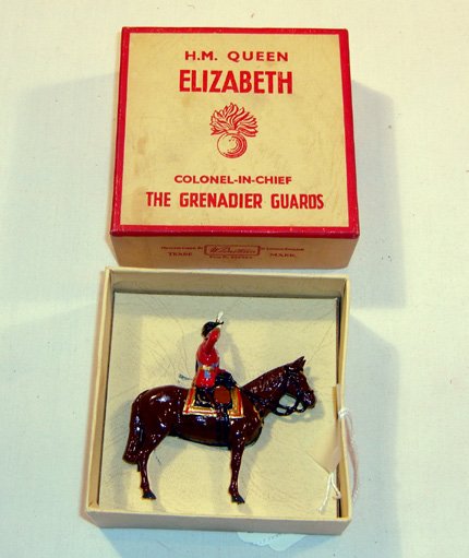 Britains: Set # 2065 H.M. Queen Elizabeth: Colonel in Chief mounted at the salute in original box (M, box G).
