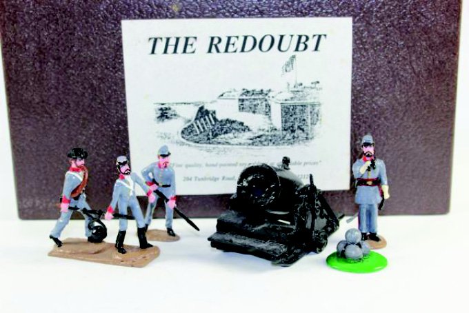 The Redoubt American Civil War Confederate: Mortar and Crew Excellent Condition with Box 5 pieces.