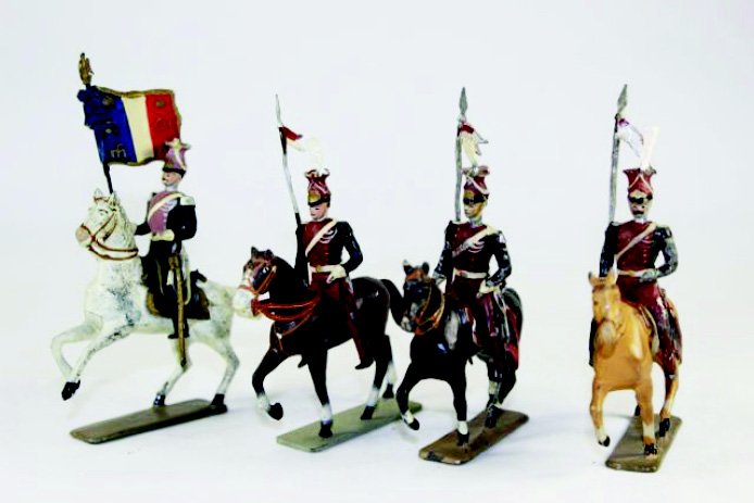 Mignot Lucotte Cavarly: Worn Condition (missing plume paint wear) 4 pieces.