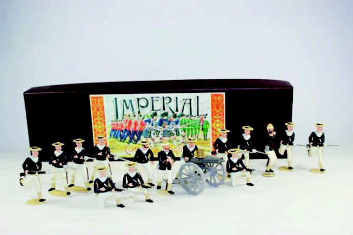 Imperial Naval Sets 1882 #58 #59: Gattling Gun and Crew, Naval Brigade Excellent Condition with Boxes 16 Pieces.