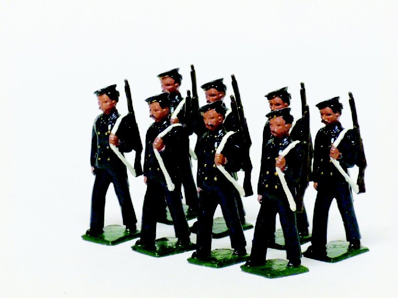 Nostalgia Set #N114 Malta Militia Div. Sub.: Malta Militia Division Submarine Engineers, (No Officer). 8 Pieces. Unboxed. Condition Very Good.