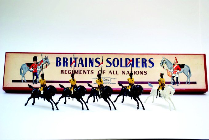 Britains Set #47 Skinners Horse Lancers: Post War with Original Box, Untied. 5 Pieces. Condition Very Good, Box Very Good.