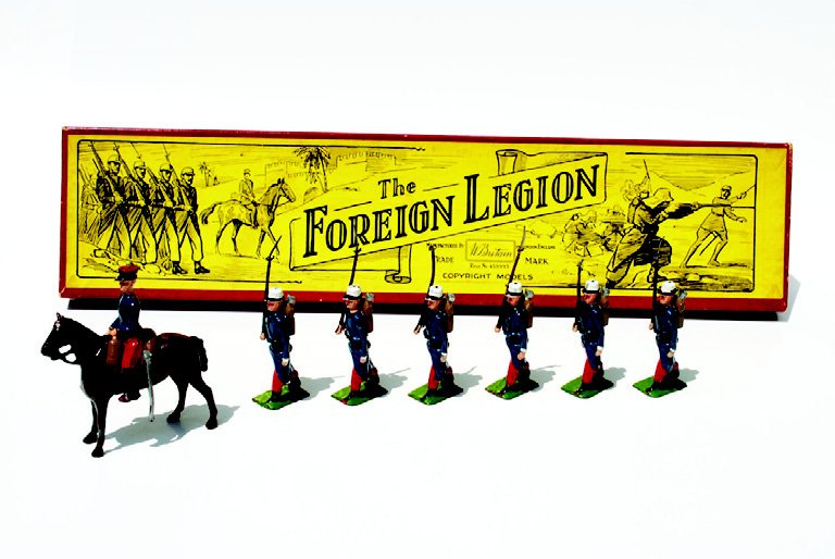 Britains Set #1711 French Foreign Legion: Post War with Original Illustrated Box, Untied. 7 Pieces. Condition Very Good,Box Good.