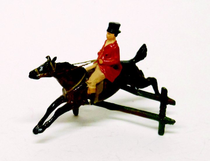 Heyde Huntsman and Horse: Pre War. 60 mm Scale. Huntsmen in Top Hat Jumping Fence. Unboxed. One Piece. Condition Excellent.