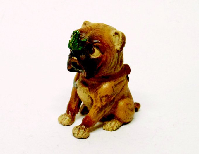 Heyde Nippes Seated Bull Dog Puppy: With Frog on Nose. Pre-War. One Piece. Unboxed. Condition Very Good.