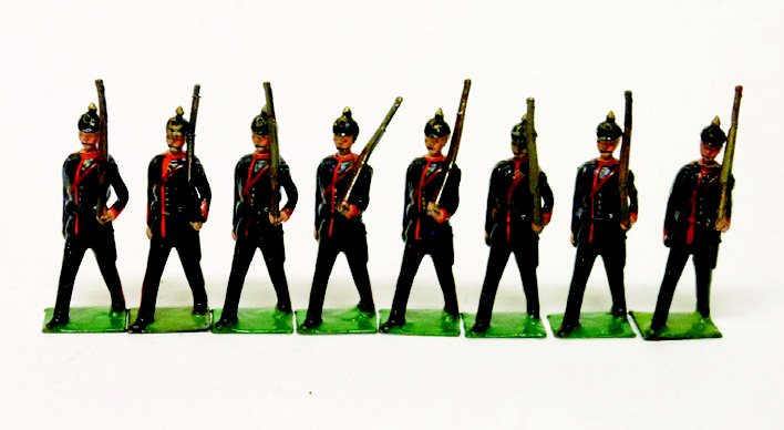 Britains Set #154 Prussian Infantry: Pre-War. Unboxed. 8 Pieces. Condition Very Good.